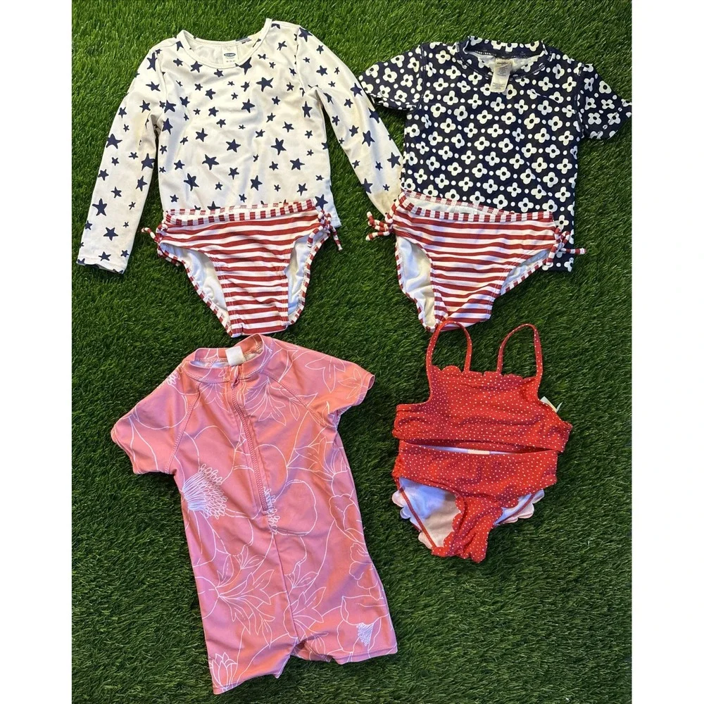 Lot Of 14‎ Girls Swimsuits 12m-2T Bathing Suits Bikinis Swim Shirts